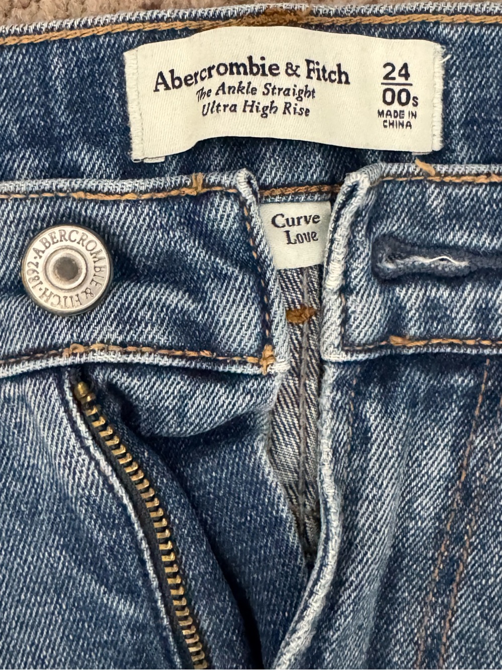 Abercrombie & Fitch Medium Blue Ankle Straight Ultra High Rise Jeans